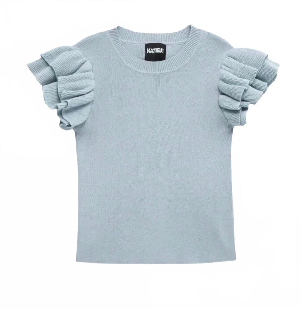 NEW KATIE J NYC girl's isla top in light blue